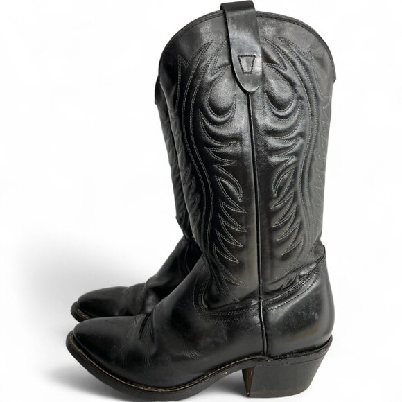 Texas Black Leather Western Cowboy Cowgirl Boots Women's 7 D - Picture 9 of 15